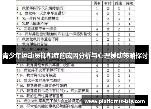 青少年运动员抑郁症的成因分析与心理援助策略探讨